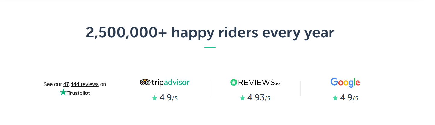 2,500,000+ happy riders every year
